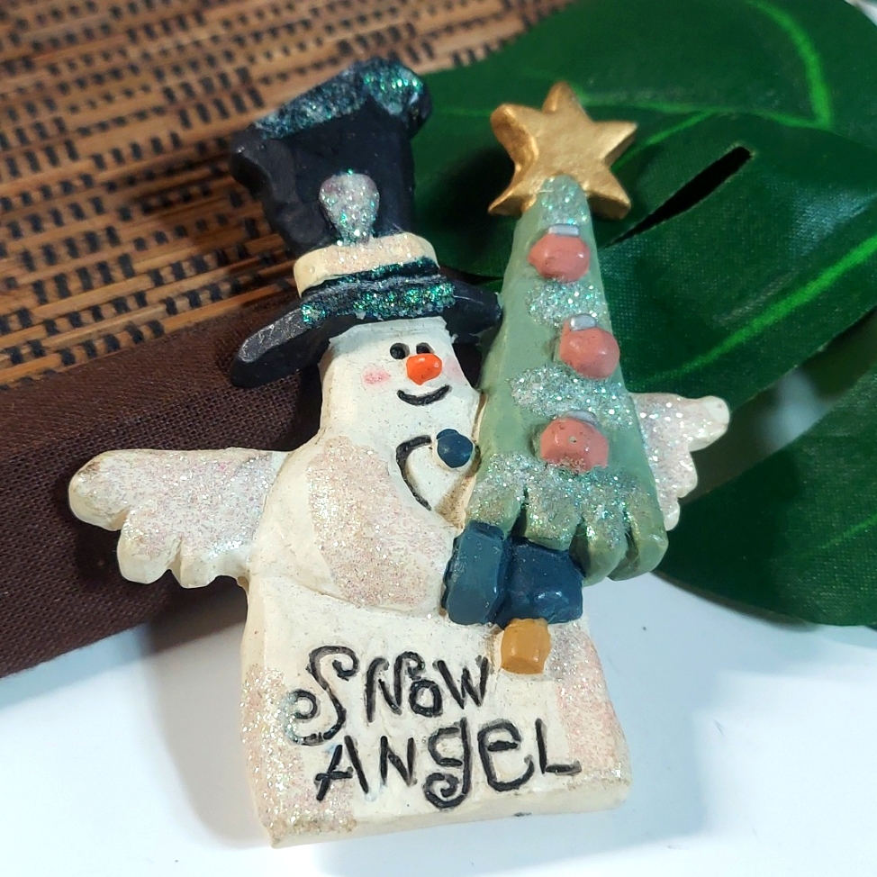 P305 Vintage Kurt Adler Snowtown Festive Holiday Snow Angel Brooch